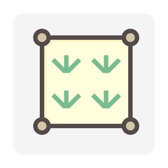 Land plot for agriculture vector icon. Consist of plant in area, position pin point of location. Plot of land on earth for agriculture farm, farmland or plantation i.e. crop, rice, paddy. 48x48 pixel.