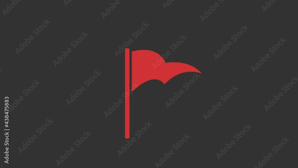 Poster animated icon with red flag point icon on white background for web design. modern video