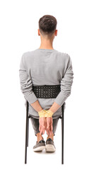 Male hostage on white background
