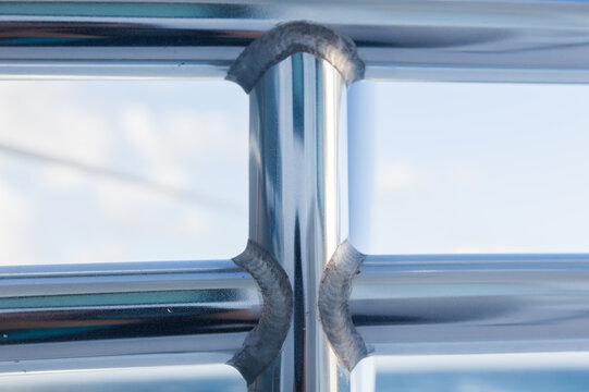 Welded stainless steel construction for the boat.