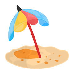 Windproof Beach Umbrella for Sand Concept Vector Icon Design, Summer Spring activities Symbol, Hot Weather Sign, Warmest Season Elements Stock illustration