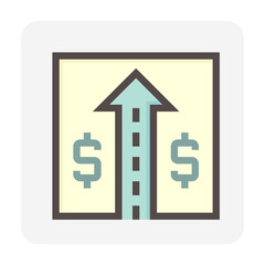 Highway expansions or land improvement vector icon. New access road construction for transportation, facility. That development impact to value of land, property by increase accessibility. 48x48 pixel