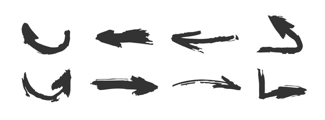 Abstract web banner with grunge brush arrows for decoration design. Line cursor icon vector illustration. Abstract pencil drawing.