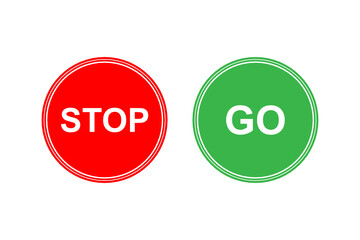 Stop and Go Signs. Road Stop Sign. Road Go Sign. SVG Icons.