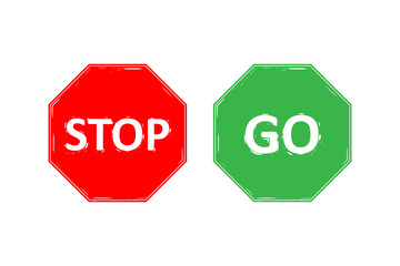 Stop and Go Signs. Road Stop Sign. Road Go Sign. SVG Icons.