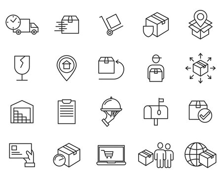 Delivery, shipping, logistics set icon symbol template for graphic and web design collection logo vector illustration