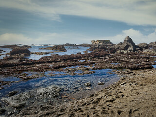Coastal rock formation and tide pools