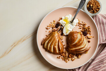 baked pear with yogurt and honey
