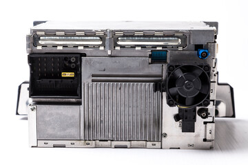 Obraz premium Metal control unit or compact computer on a white isolated