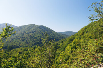 Marvellous landscape with mountains covered with forests of Western Caucasus.