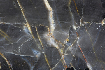 Close up of Patterned natural of dark gray marble (Gold Russia) texture for design.