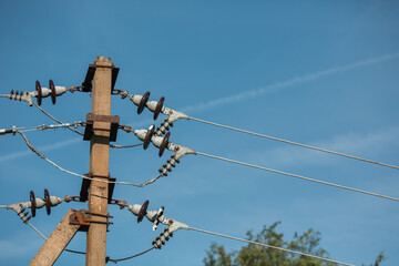 Wires and pole lines of electric gears.