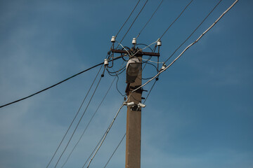 Wires and pole lines of electric gears.