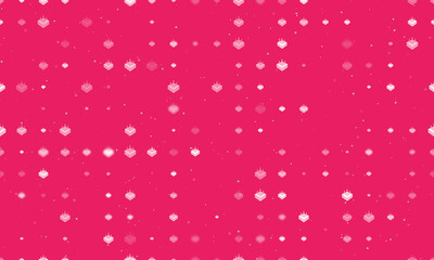 Seamless background pattern of evenly spaced white absorbent symbols of different sizes and opacity. Vector illustration on pink background with stars