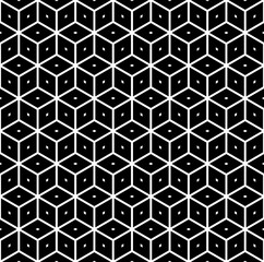 Seamless diamonds and hexagons op art pattern. 3D illusion.