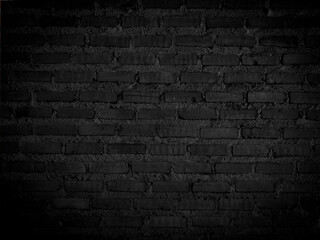 Fototapeta na wymiar Dark black grunge brick wall texture background with old dirty and vintage style pattern.