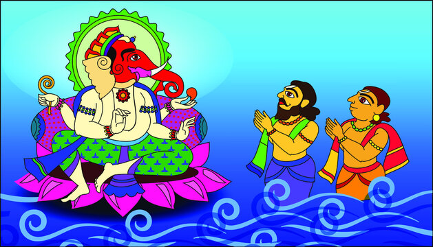 Phad is Indian folk art. The paintings made for storytelling, paintings narrated stories of local deities and rulers. This story is about Lord&nbsp;Ganesha,&nbsp;for textile&nbsp;printing, logo,&nbsp;wallpaper