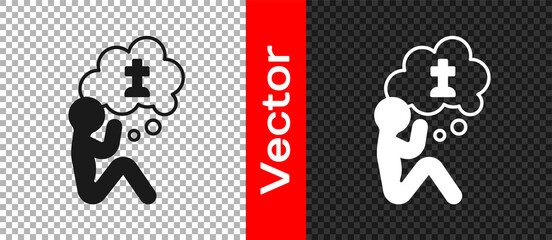 Black Man graves funeral sorrow icon isolated on transparent background. The emotion of grief, sadness, sorrow, death. Vector