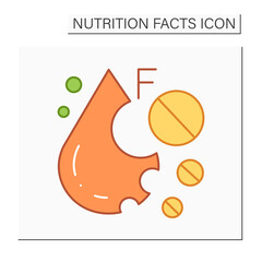 Monounsaturated fat color icon. Linoleic acid. Fatty acid. Macronutrients. Nutrition facts. Healthy, balanced nutrition concept. Diet. Isolated vector illustration