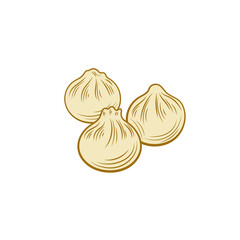 Vector dumplings illustration, Dim Sun, Isolated on white background food.
