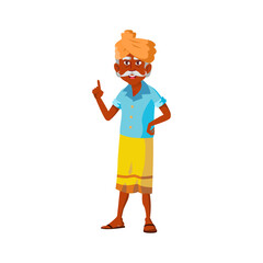 indian elderly man in traditional clothes in garden cartoon vector. indian elderly man in traditional clothes in garden character. isolated flat cartoon illustration