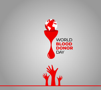 World Blood Donor Day vector illustration. Blood donation awareness dark poster design. Hemophilia or blood cancer day concept.