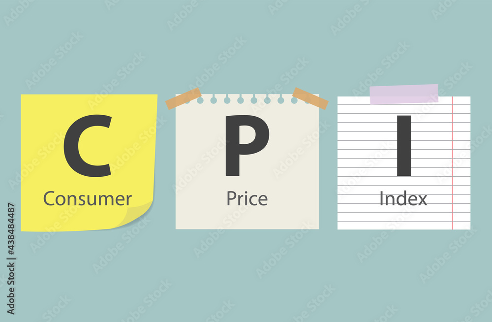 Poster cpi consumer price index written on memory notes- vector illustration
