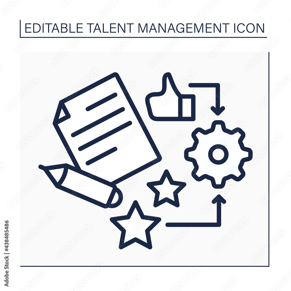 Poster talent management line icon. create motivated workforce. improving business performance concept. iso