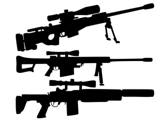 Sniper firearms included. Vector image.
