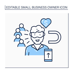 Influencer line icon. High influence on audience. Blogger attract new subscribers. Keep money from advertising. Small business owner concept. Isolated vector illustration. Editable stroke