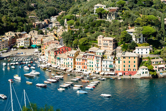 View of Portofino in summer, Genoa, Liguria, Italy