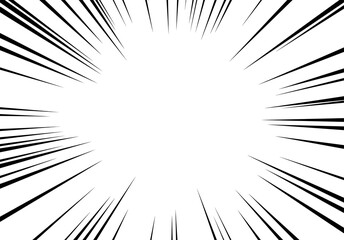 Comic lines frame representing speed or explosion. Cartoon blast drawing template.