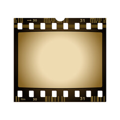 Old retro film strip frame isolated on white
