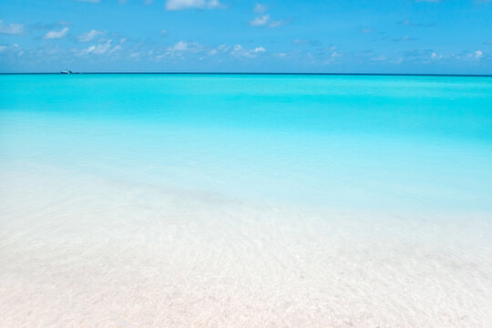 The beautiful gradient blue sea and blue sky of Maldives
