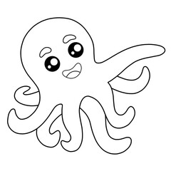 coloring page - cute smiling octopus