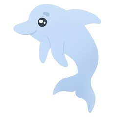 cute smiling blue dolphin with fins
