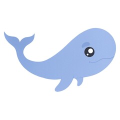 cute smiling blue whale with fins