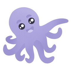 cute smiling purple octopus with tentacles