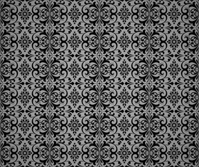 Wallpaper in the style of Baroque. Seamless vector background. Black and gray floral ornament. Graphic pattern for fabric, wallpaper, packaging. Ornate Damask flower ornament