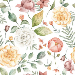 Watercolor floral seamless pattern 