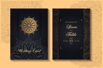 invitations  Card with mandala pattern.Vector vintage hand-drawn highly detailed mandala elements. Luxury lace festive ornament card. Islam, Arabic, Indian, Turkish, Ottoman, Pakistan motifs.