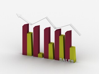 3d rendering Stock market online business concept. business Graph 