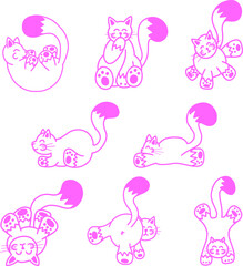 Pink Kittens Cats Cartoon Illustration
