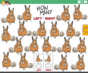 counting left and right pictures of cartoon viscacha animal