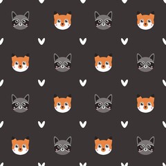 Obraz na płótnie Canvas cute pattern for kids with foxes and raccoons