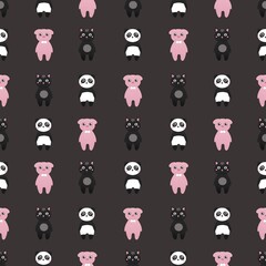 cute pattern for kids with pig, cat and panda