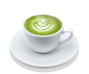 抹茶ラテ 抹茶オレ 飲み物 上 イラスト リアル ホット  湯気