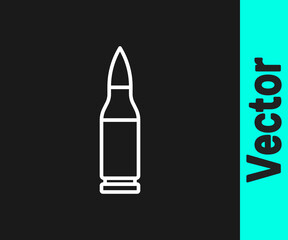 White line Bullet icon isolated on black background. Vector