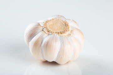 Garlic Cloves and Bulb isolated on white background.