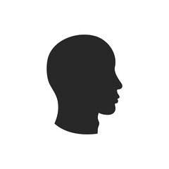 Human head profile silhouette. Black human head icon isolated on white background. Vector illustration